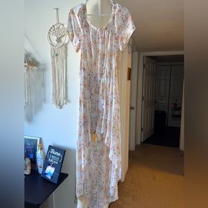 Floral romper with long train- new condition